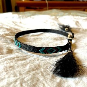 Turquoise Beaded Horsehair Hat Band